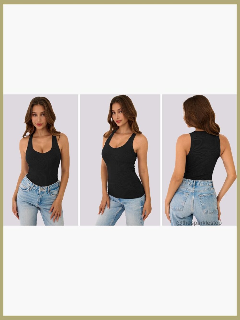 Sleeveless Ribbed Knit Tank Top - V-Neck Cami Layering Shirt - Picture 7 of 7